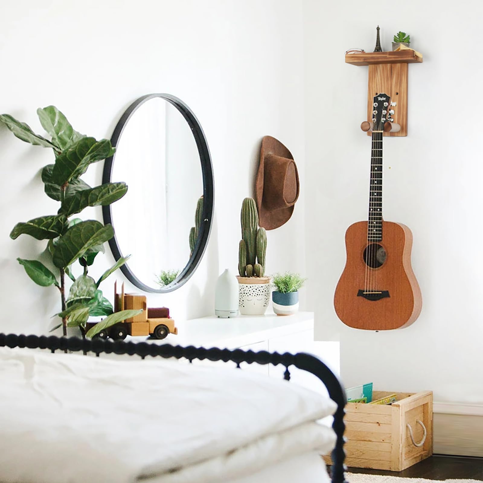 Soporte de Pared para Guitarra Juego de 3 (Marrón) | Colgador para Guitarra Acústica, Española, Bajo Eléctrico, Guitarra Eléctrica y Ukelele