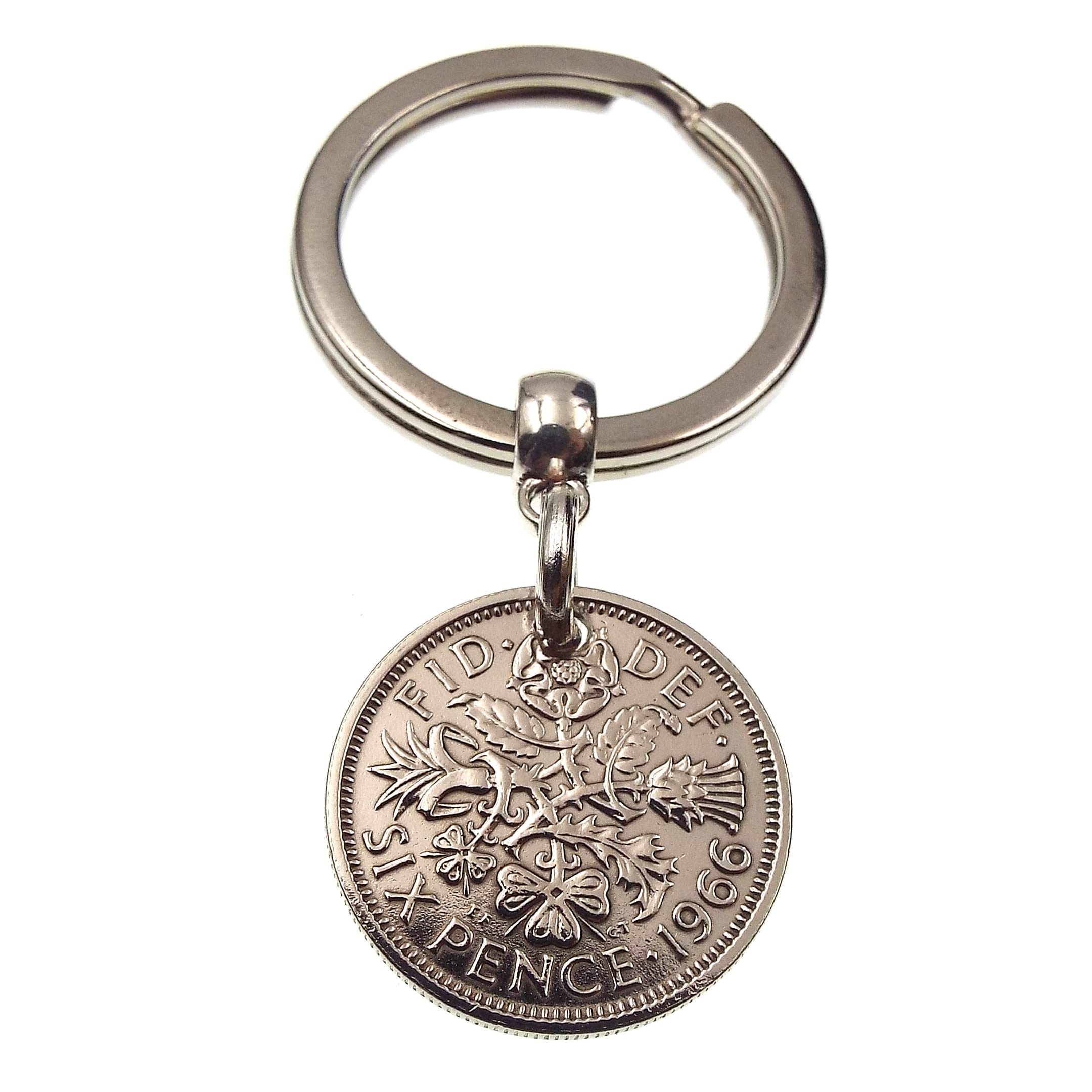 A Silver Dream 1966 Sixpence Coin Keyring