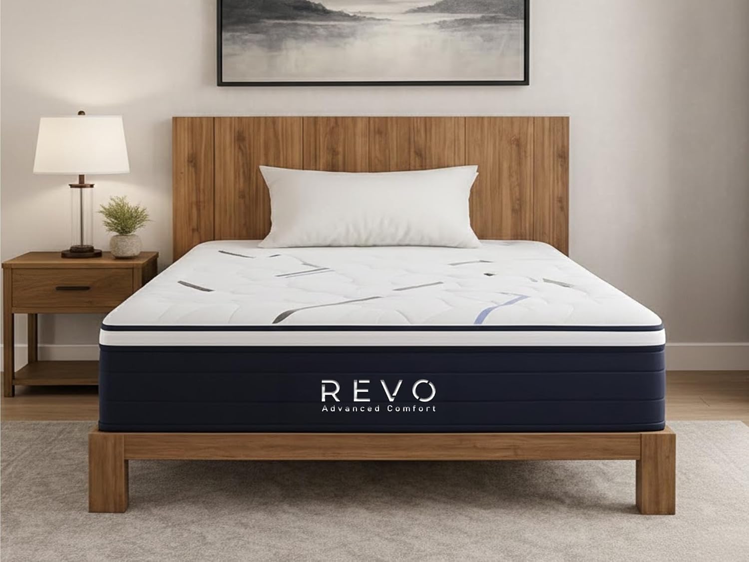 REVO Sleep 14-inch Cooling Hybrid King Mattress with Gel Memory Foam and Individually Wrapped Innerspring Coils - Superior Medium Comfort and Posture Support