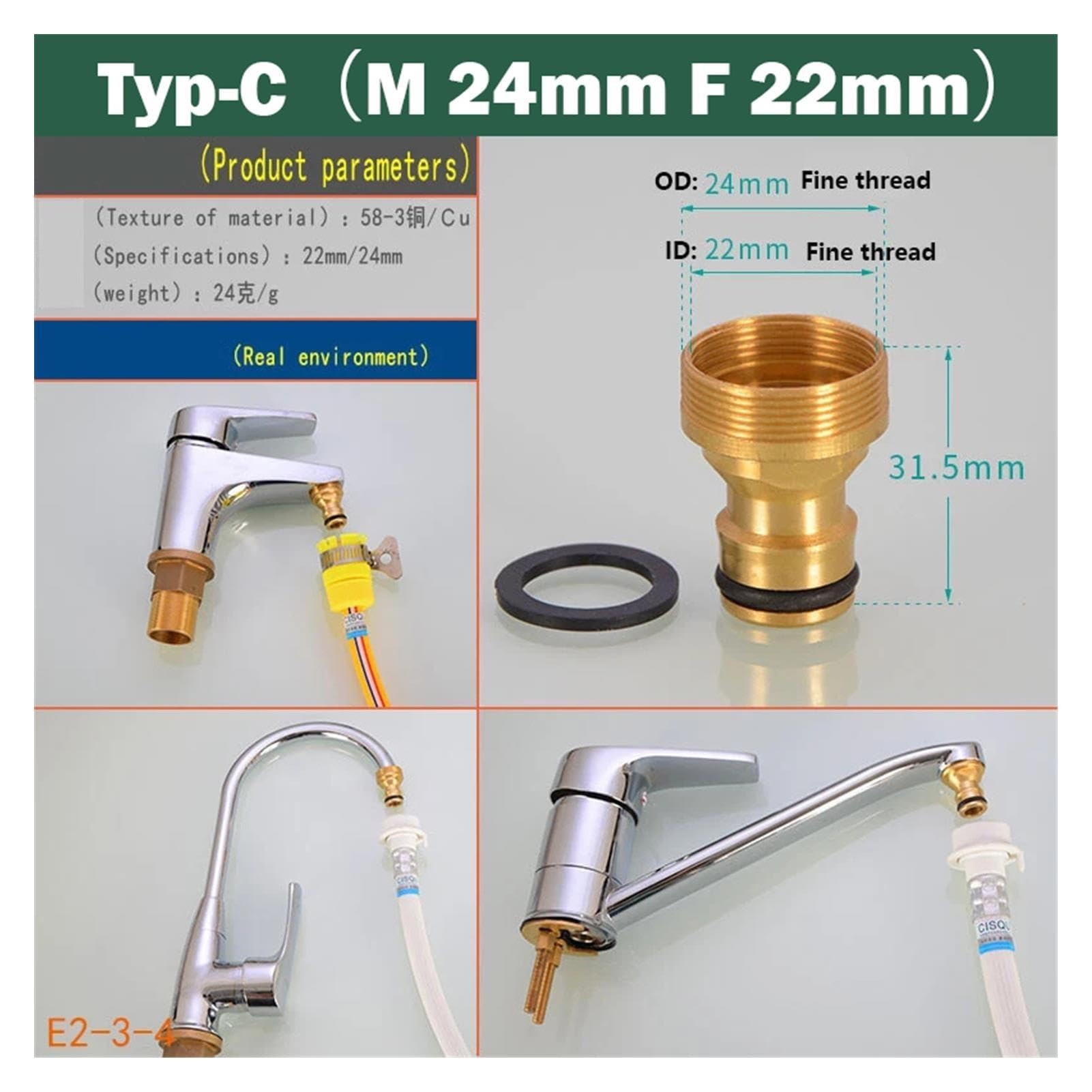 1 raccord de robinet en laiton 1/2" 3/4" Bsp