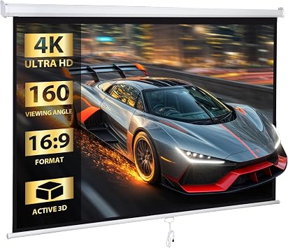 SUPER DEAL 80 169 HD Projection Screen Foldable Anti-Crease Portable Projector Movie Screen Manual Pull Down for Home Theater Presentation Education Outdoor Indoor Public Display