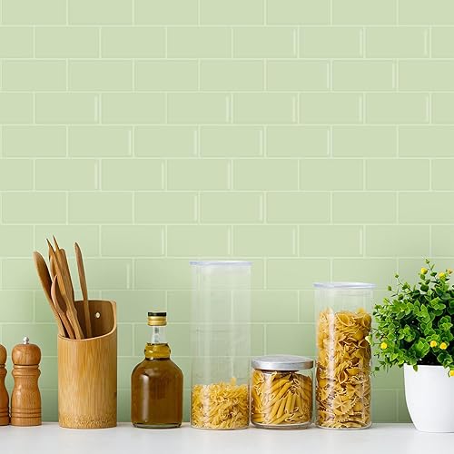 Miniatura 9 de Alwayspon 10 hojas de azulejos 3D de PVC para salpicaduras de despegar y pegar, papel tapiz autoadhesivo de 12 x 6 pulgadas, calcomanías para