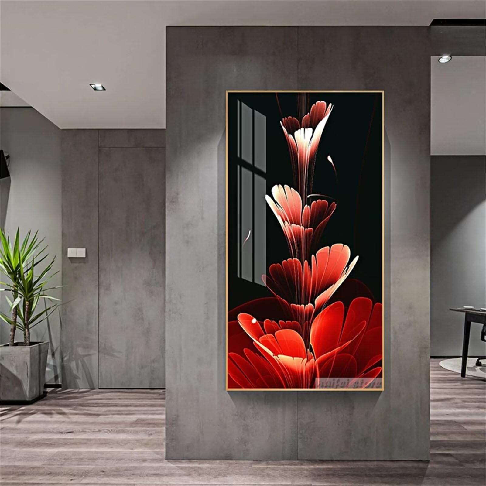 Peinture par numéro adulte diamant fleur rouge déco salon grand format