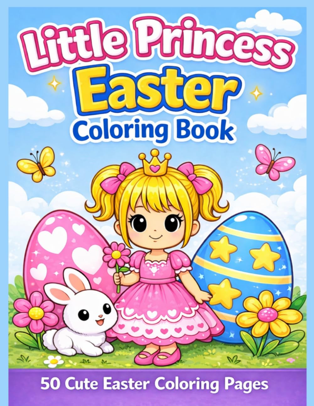 Little Princess Easter Coloring Book: Cute Bunny, Easter Egg Hunt & Spring Fun Coloring Pages for Kids Ages 4–8