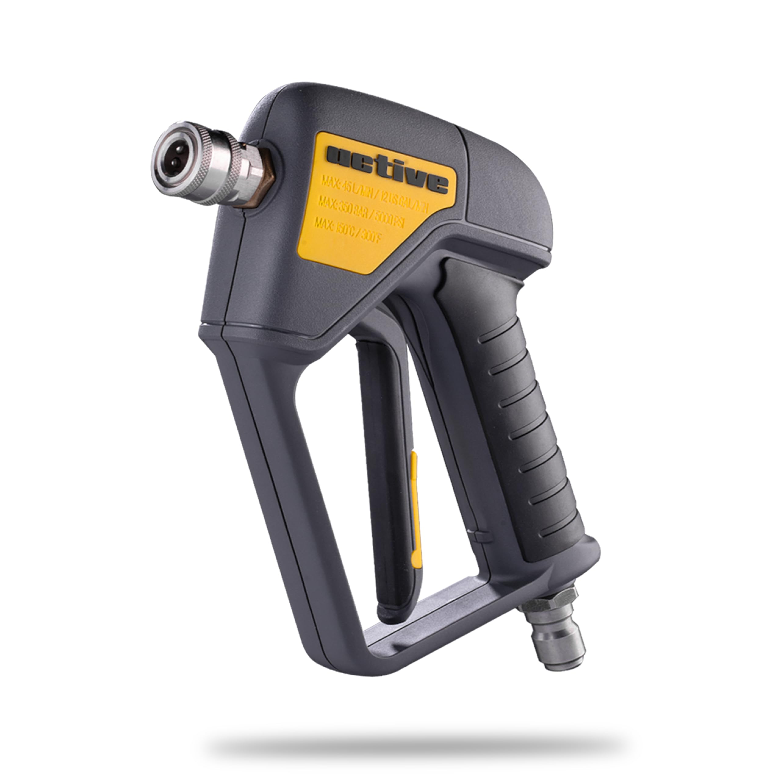 ACTIVE Premium Short Pressure Washer Gun with Swivel - Integrated 304 Stainless Swivel and 3/8" Inlet and 1/4" Outlet Quick Connects ideal for Power washer Gun for car wash and foam cannons