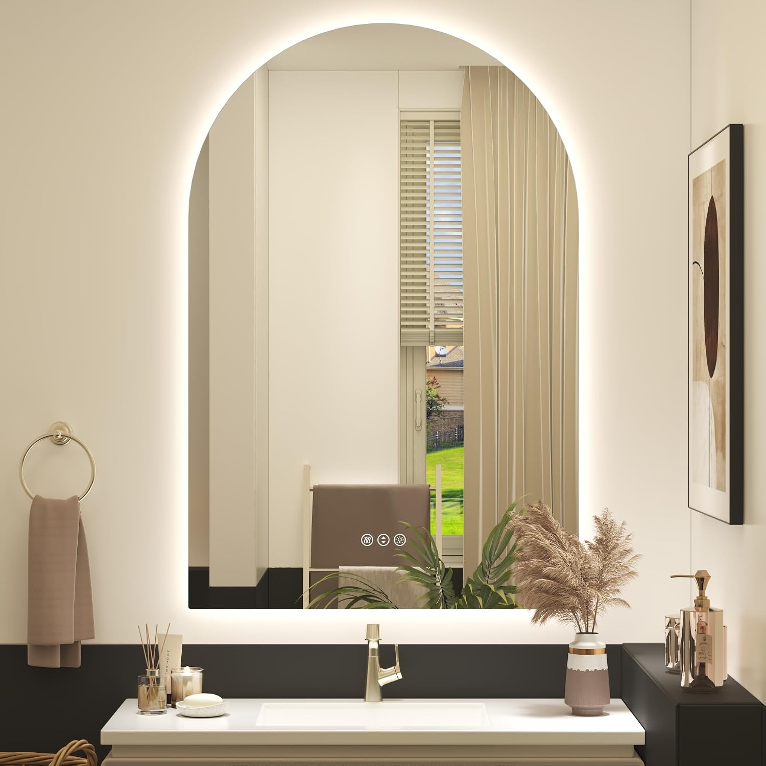 Arched Backlit LED Lighted Bathroom Mirror 24x36