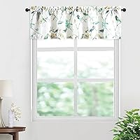 Vista 184 de VOGOL Cenefas con patrón de pájaros para ventanas de cocina, cenefa texturizada de lino con estampado floral y pájaros para ventanas pequeñas