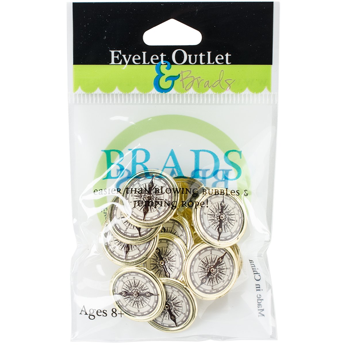 Eyelet Outlet Shape Brads 12/Pkg-Compass