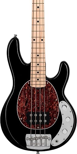 Sterling by Music Man Guitarra bajo de 4 cuerdas, derecha, negro (RAYSS4-BK-M1)