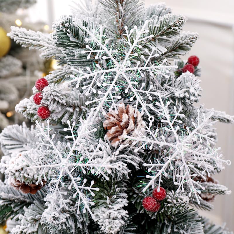 JUYAXIN Faux ongles pailletés flocon de neige à coller sur les ongles de Noël à presser Fournitures de manucure pour l'hiver