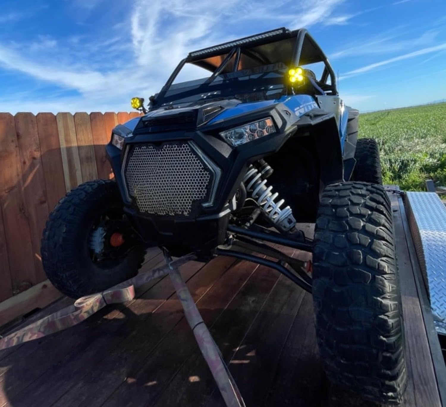 iJDMTOY Yellow Lens, Selective Yellow LED Ditch Light Kit Compatible with 2014-up Polaris RZR XP 1000, 15-up RZR 900, (2) 20W High Power LED Round Pods, Windshield A-Pillar Brackets & Wiring Relay