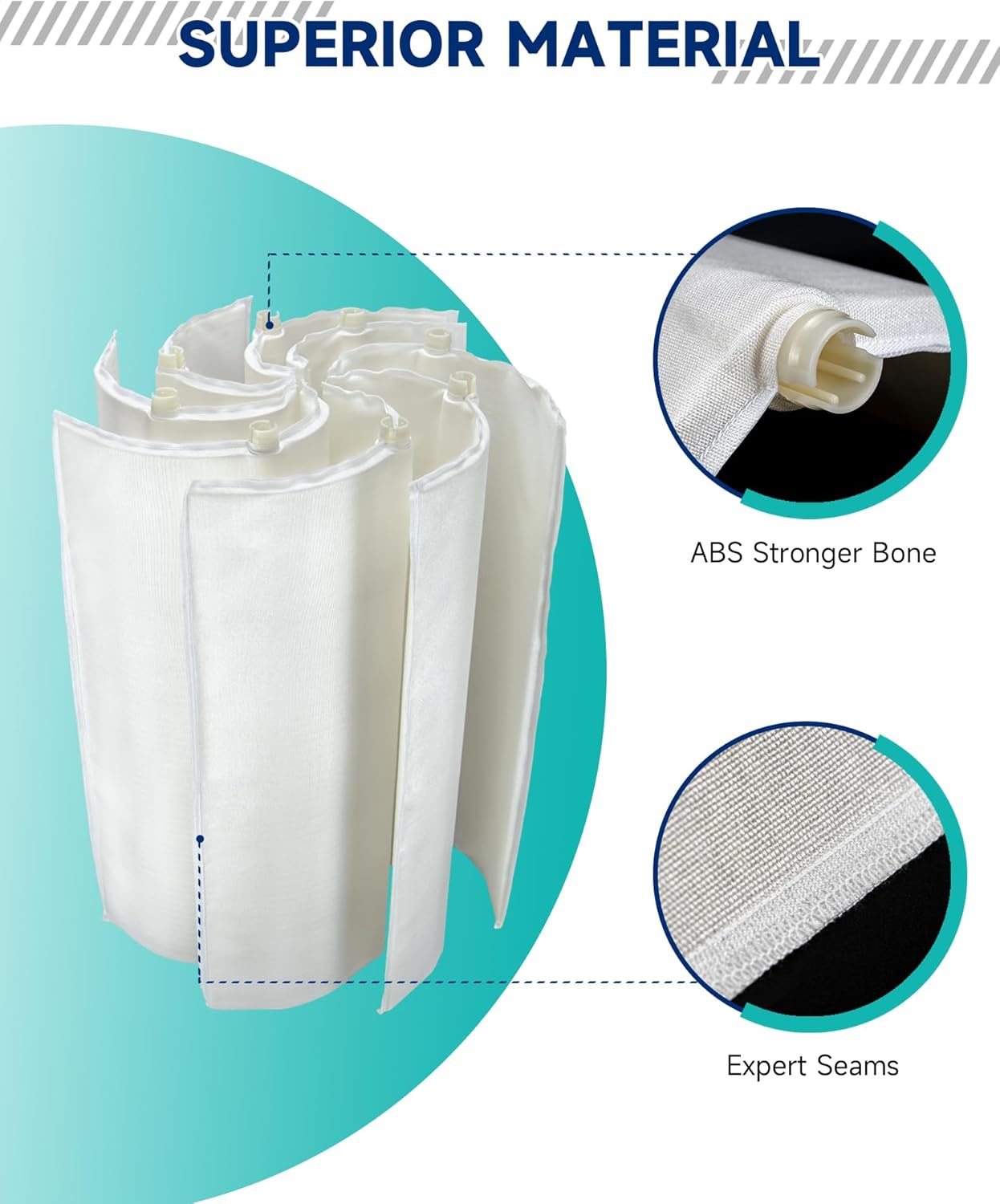 ZOTEE 60 Sq Ft DE Filter Grids for Pool, 8-Piece Set (7 Full + 1 Partial) Replacement for Hayward DEX6000DA, Unicel FS-2005, Filbur FC-9550, Jandy DEV60, 100% Polypropylene D.E. Filter Cartridge