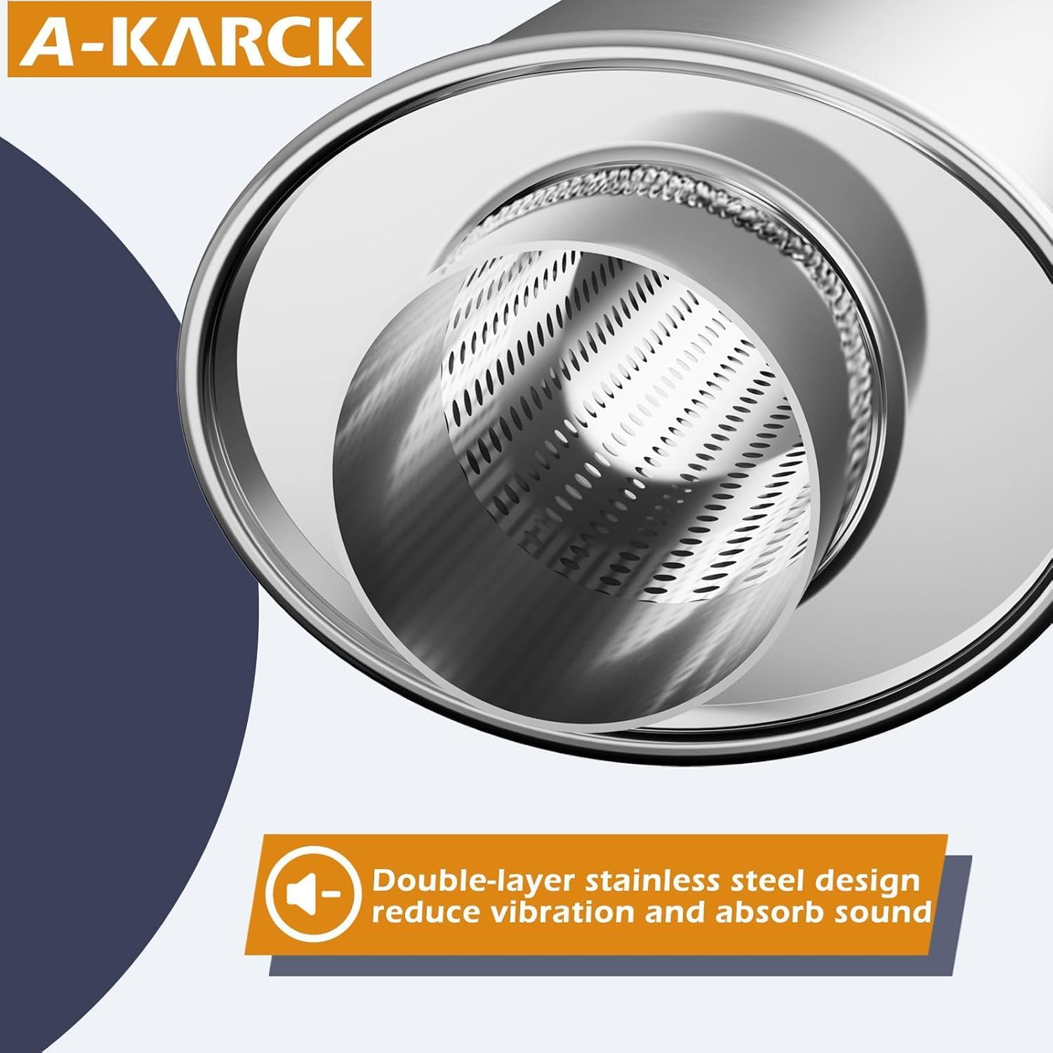 A-KARCK 3 inch 304 stainless steel Muffler, Ultra Quiet Resonator, Universal Sliver Oval Performance Exhaust Muffler