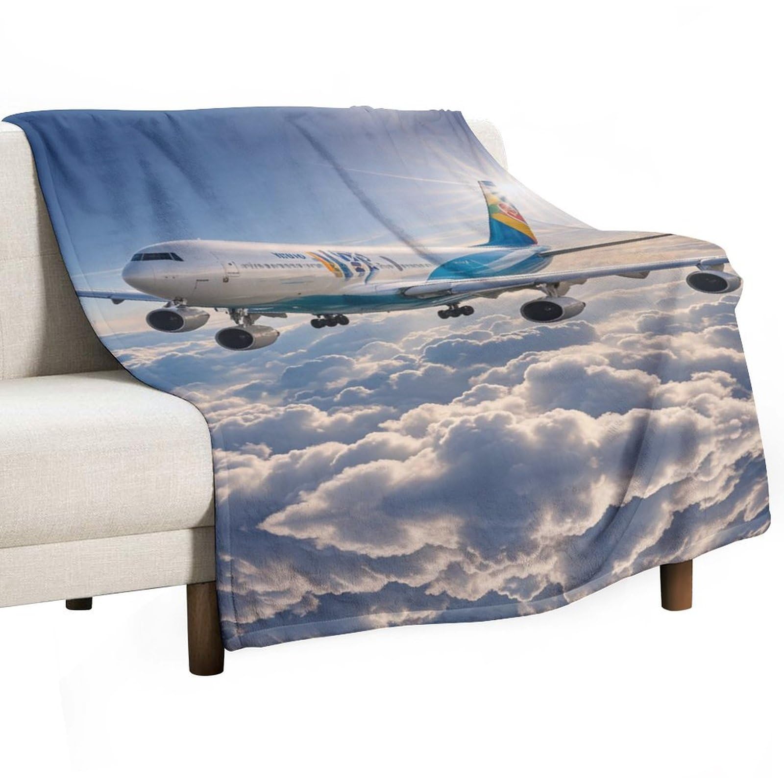 Couverture d'avion en flanelle douce pour canapé et lit de voyage