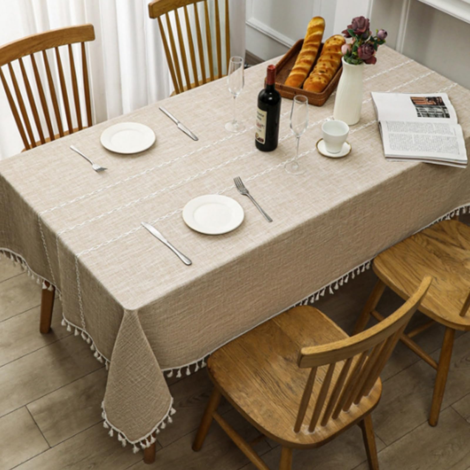 Tovaglia impermeabile grigia 110 x 170 cm con nappe – Tovaglia versatile in stile country per cucina, buffet, feste ed eventi in campeggio