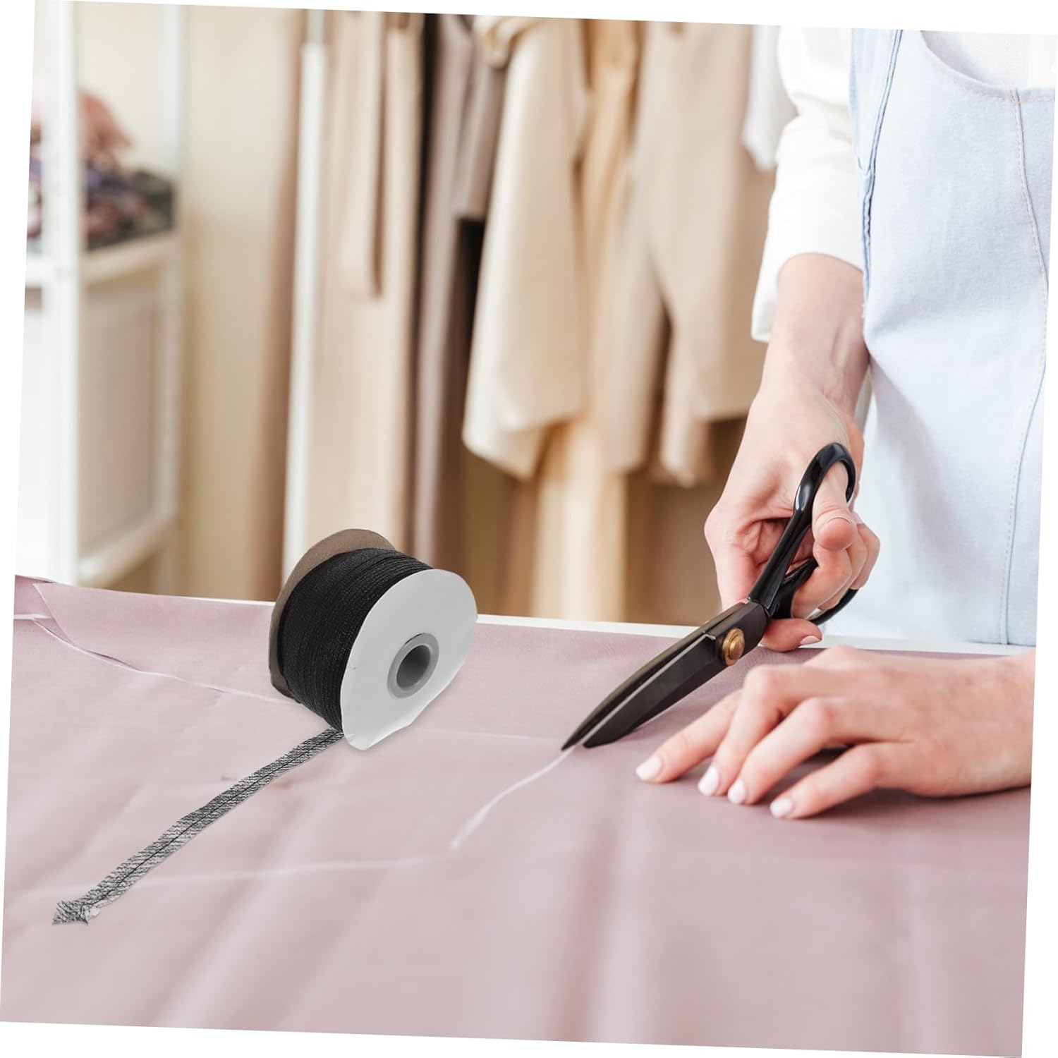 PLAFOPE 4rolls Fusible Interfacing Strip and Non-Woven Fabric for Sewing Projects Easy Alignment for Clothing and Home Decor