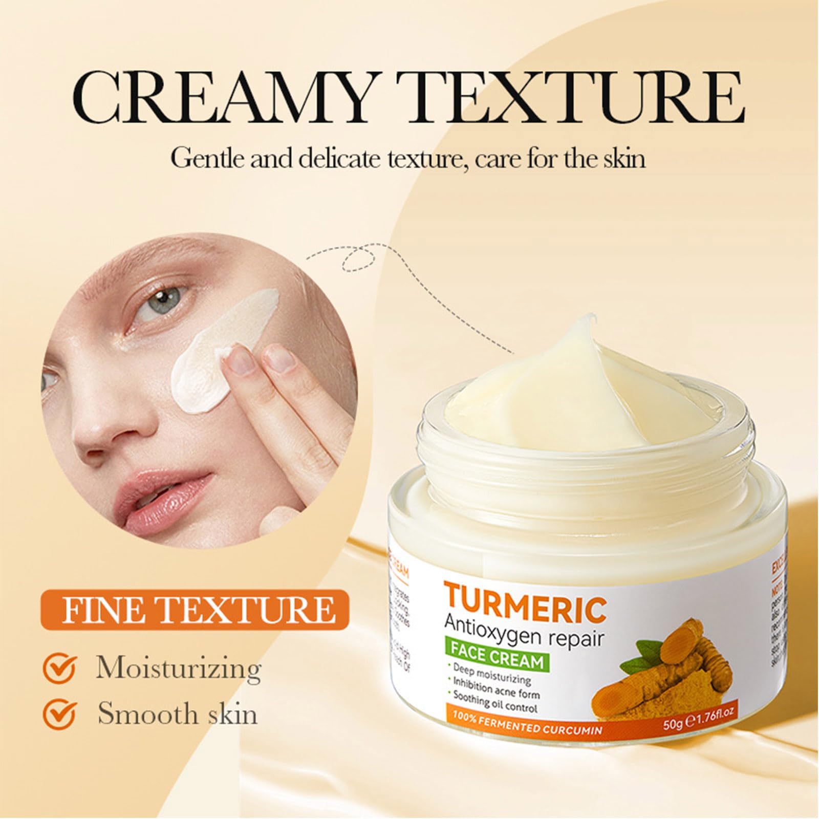 Turmeric Face Cream,Turmeric Antioxygen Repair Face Cream,Dark Spot Corrector Remover For Face,Anti Aging Cream,Moisturizing Erase Fine Lines 1.76 FL OZ - Image 2
