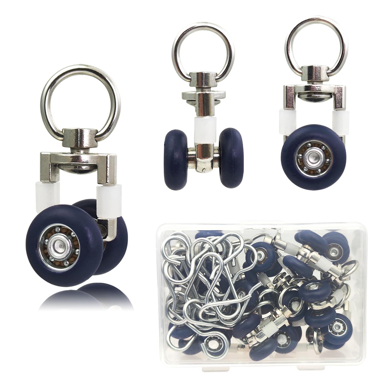 TSBS 15 Pack Mute Wheel Ceiling Curtain Rollers, Sliding Track Gliders for RV Room Dividers