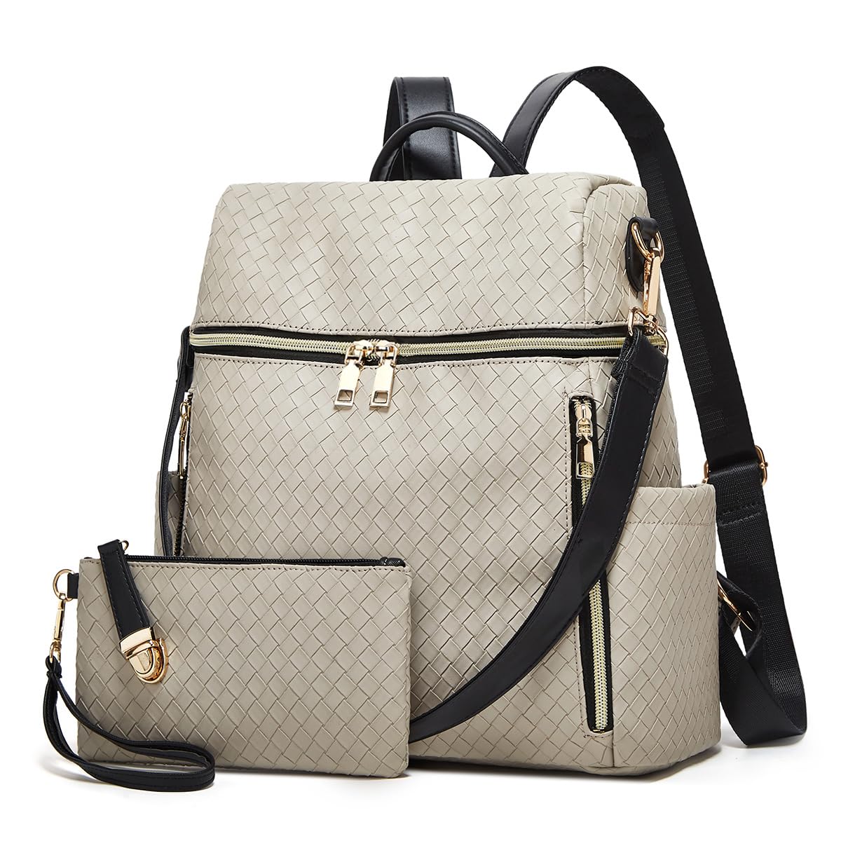 Makes Backpack Purse for Women PU Leather Travel Satchel Handbag Convertible Design Bag with Purse 2 Piece