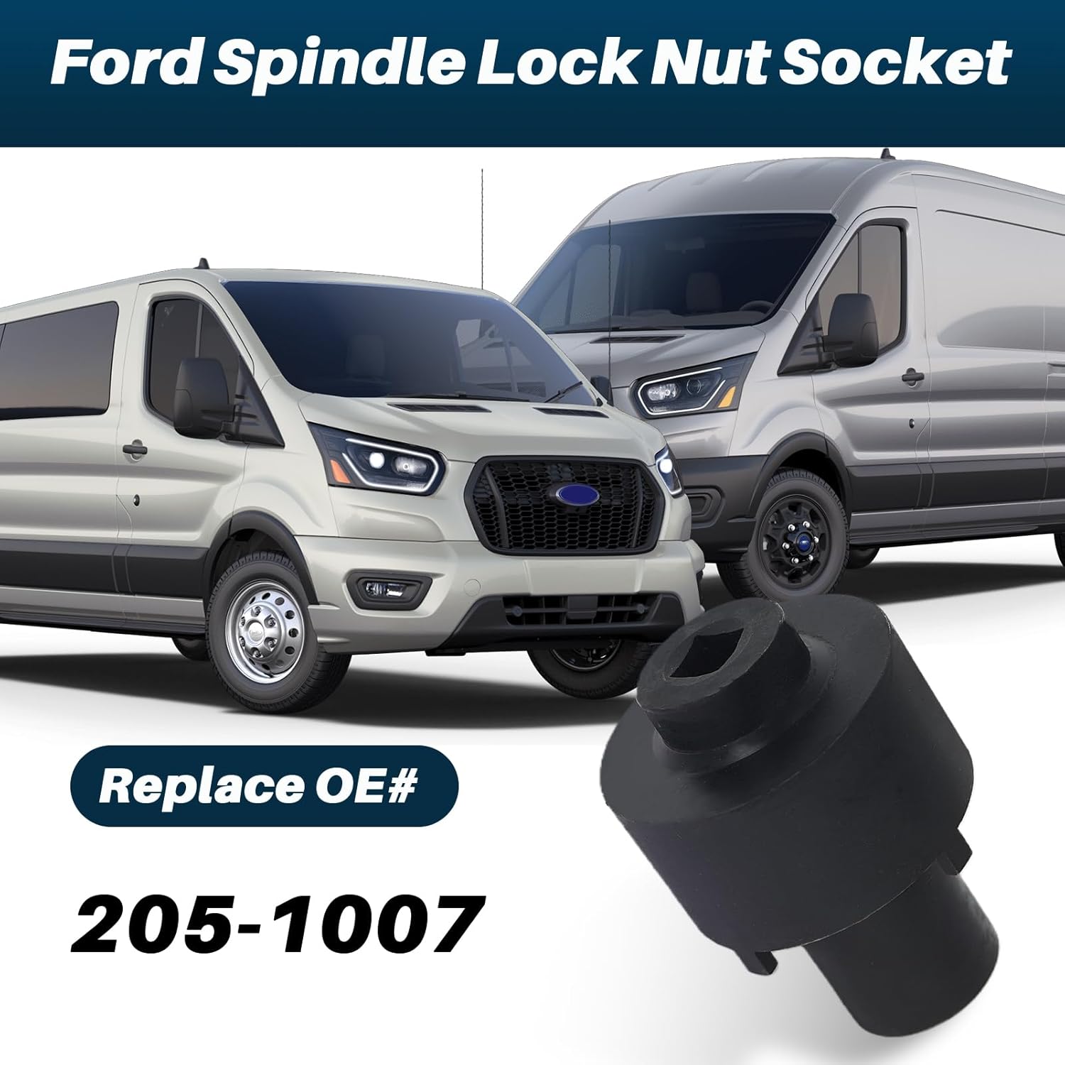 1083 Rear Axle Hub Bearing Spindle Lock Nut Socket Wrench Removal Tool for Ford Transit 150 250 350 2015-2025 RWD 3.2L 3.5L 3.7L Replaces 205-1007,8C3Z1A124A,E8TZ1A124A,615-133
