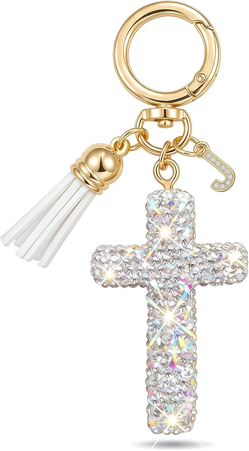 Initial Bag Charm Keychain for Women,A-Z Letter Cross Handbag Accessories
