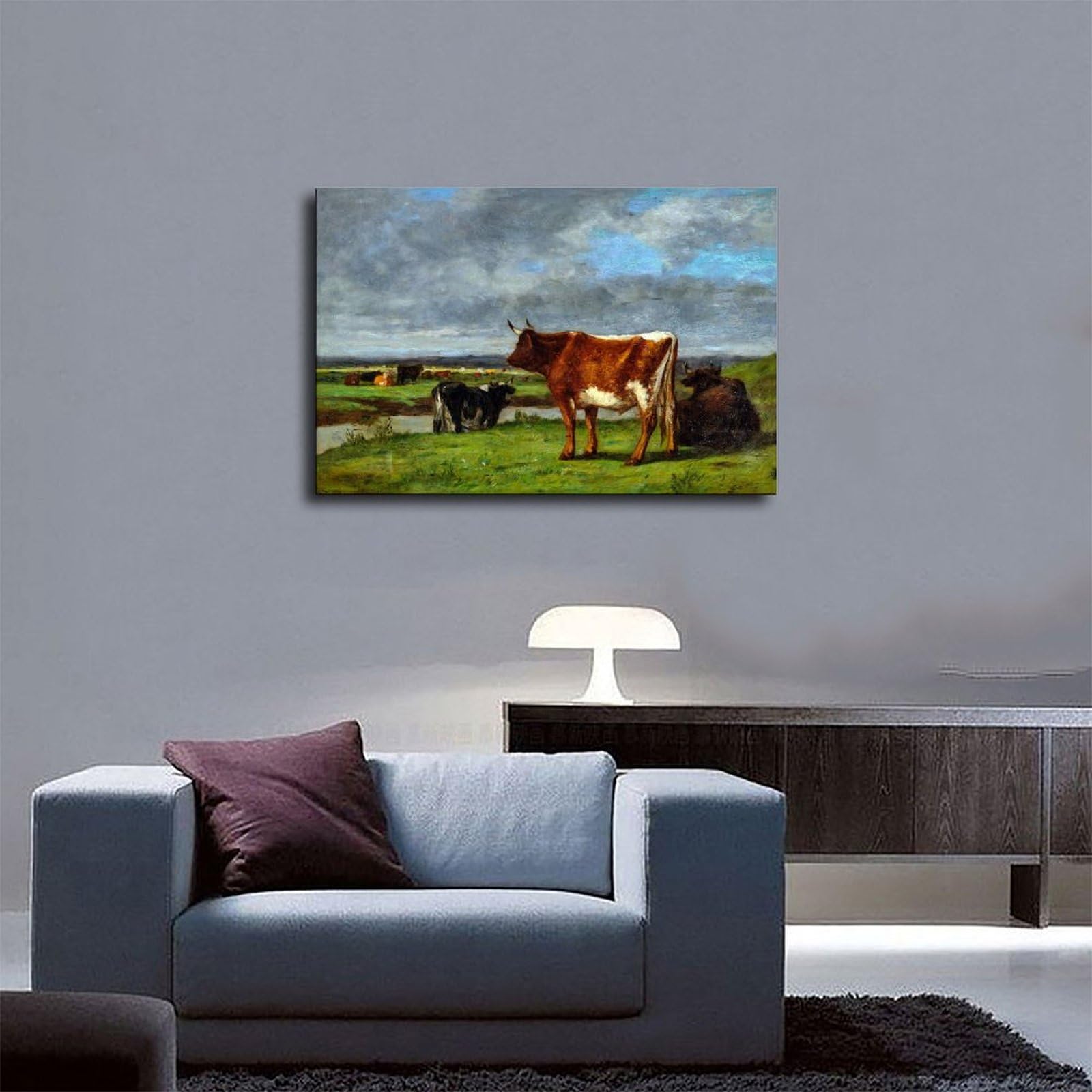 EUGENE BOUDIN、Paturage Eugène Boudin Vaches Au Paturage Canvas Print Wall Art