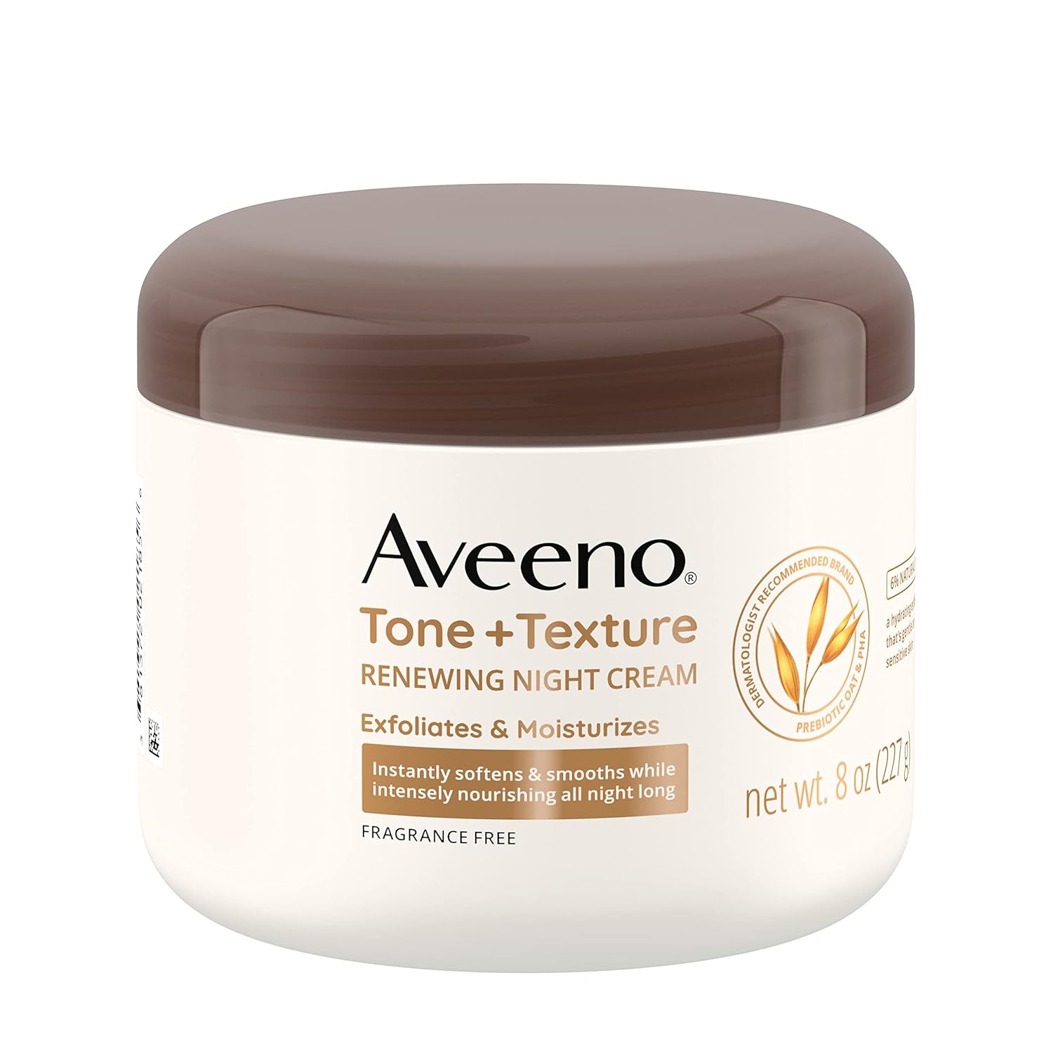 Aveeno Tone + Texture Renewing Night Cream With Prebiotic Oat, Gentle Cream Exfoliates & Moisturizes Sensitive Skin, Instantly Softens & Smooths & Intensely Nourishes, Fragrance-Free, 8 Oz. : Everything Else
