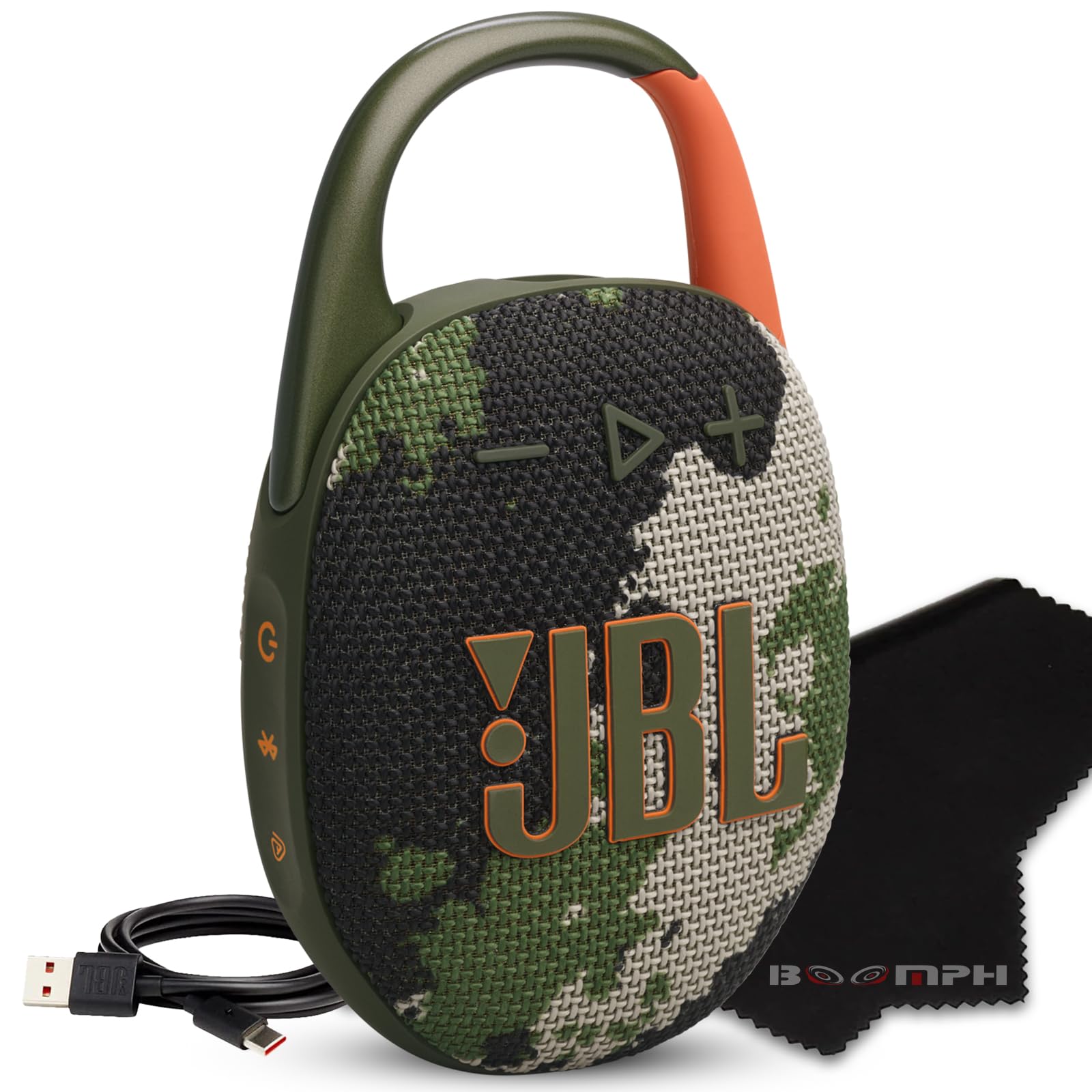 JBL Clip 5 Portable Bluetooth Speaker, IP67 Waterproof & Dustproof, Long-Lasting Battery - Squad - Boomph's Comprehensive Ultimate Performance Cloth