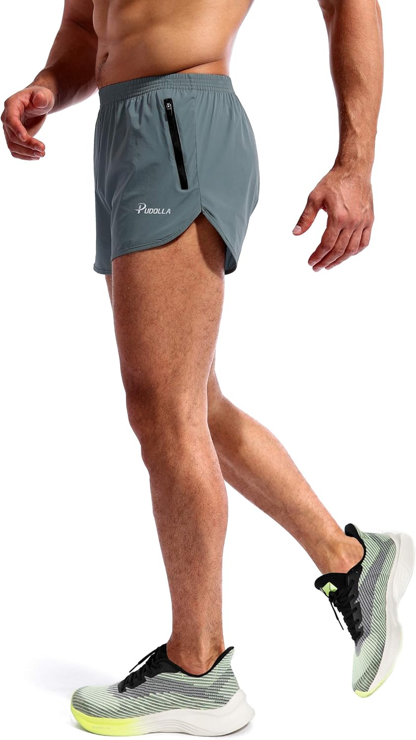 Pudolla Men’s Running Shorts 3 Inch Quick Dry Gym Athletic Workout Shorts for Men with Zipper Pockets - Image 4