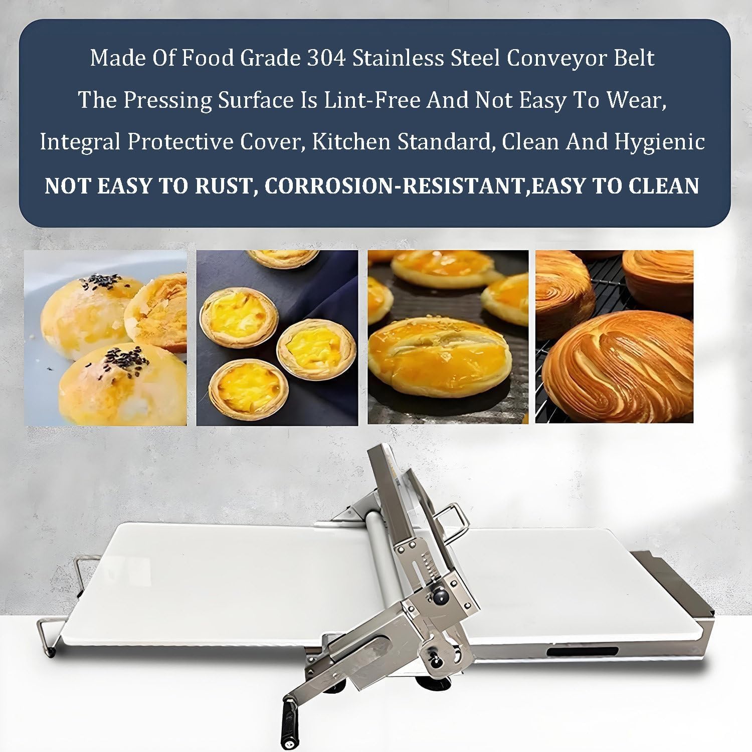 Compact Manual Dough Rolling Machine, Manual Foldable Dough Sheeter, Stainless Steel Pastry Roller with Adjustable Thickness 0-17.5 mm/0-27 mm, Commercial & Home Use, for Pizza, Croissants, Pastry, A
