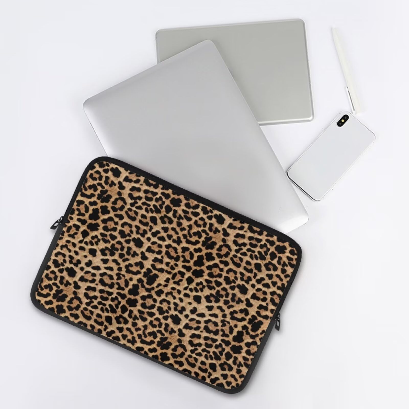 Leopard Cheetah Print Laptop Tote Bag for Woman 15.6 inch Laptop Organizer Bag Teacher Work Purse(925b)