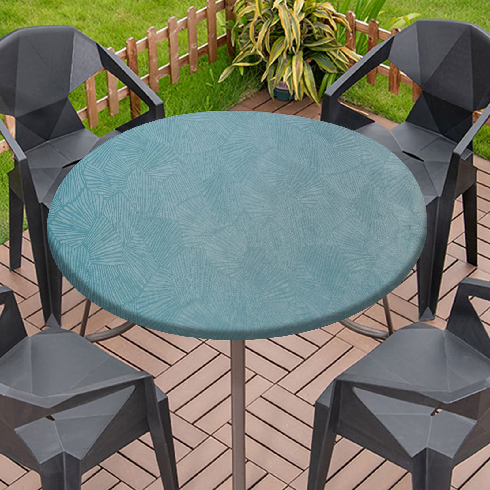 Elastic Edged Vinyl Round Fitted Tablecloth - Image 2