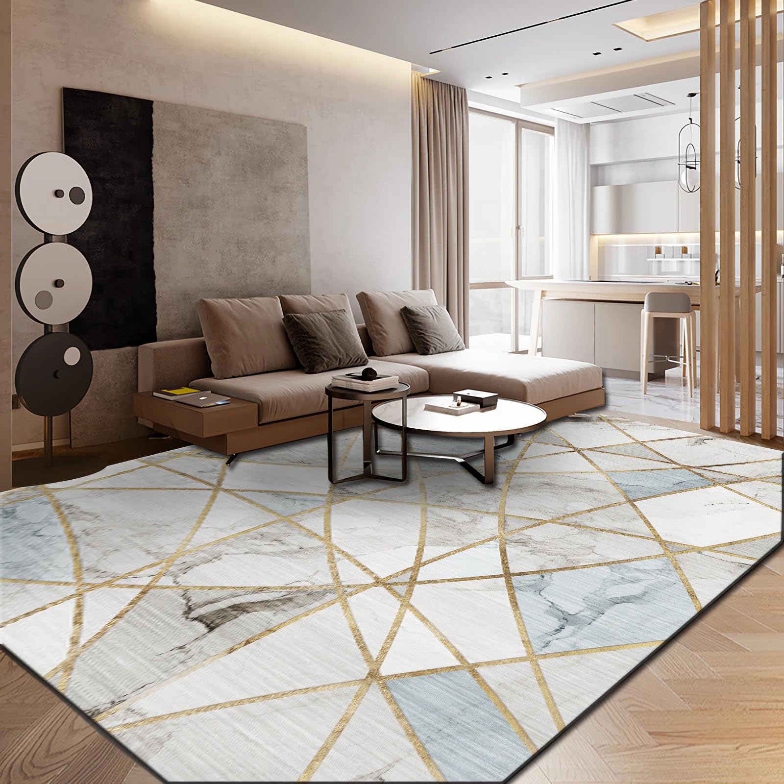 Tapetti da salotto moderni Tappeto Antiscivolo Per La Cameretta Dei Bambini Dal Design Con Trama In Marmo Grigio Oro Rosa,accessori gaming room,tappeto cameretta bimba 160x230cm