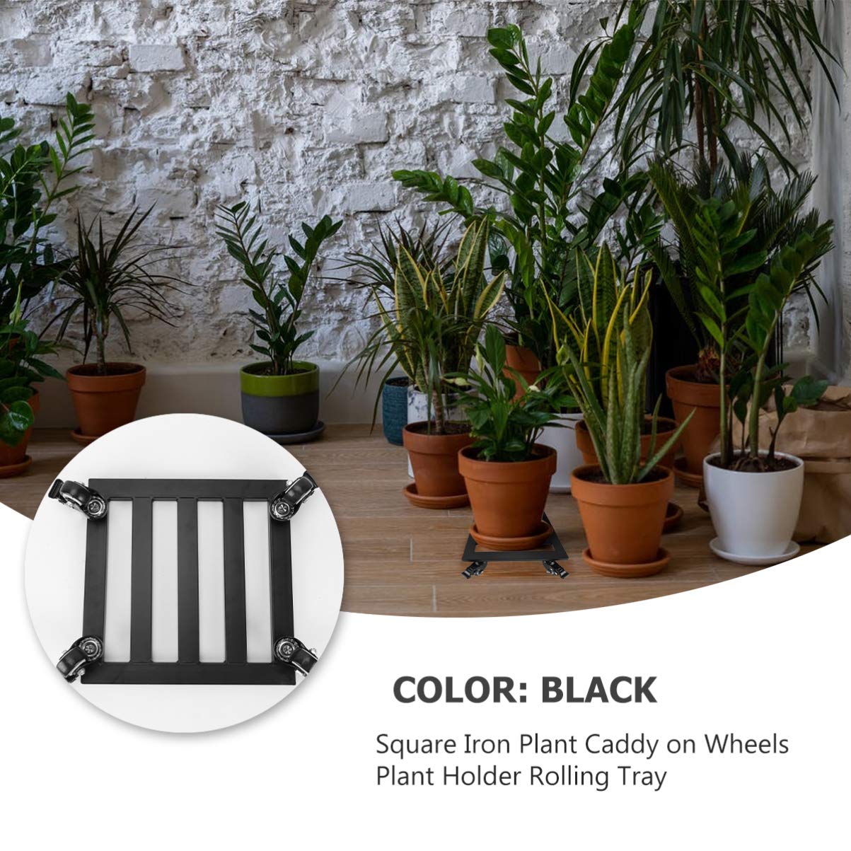 HOVIN Lot De 2 Supports à Fleurs Réglables En Métal Avec Roulettes - Pour Pots Jusqu'à 30 Cm