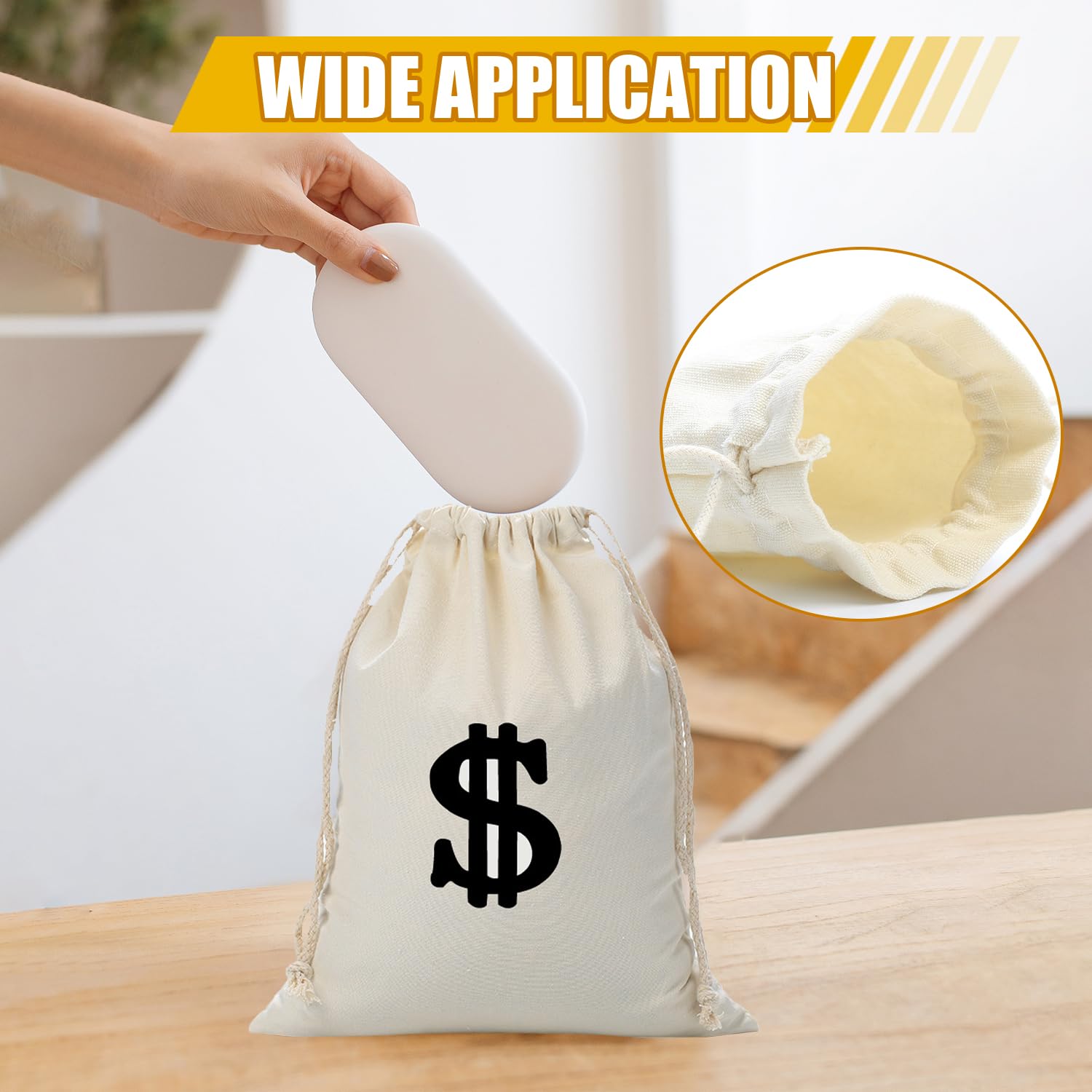 Bolsa de dinero de 28 x 40 cm con símbolo de dólar, bolsa de tela blanca, monedero de ladrón de bancos, monedero versátil, juego de accesorios de ladrón para carnaval, disfraz de ladrón, disfraz de la