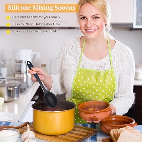 Miniatura 5 de 2 cucharas de silicona antiadherentes para mezclar, cucharas de silicona para cocinar, resistentes al calor, utensilio de cocina para cocina,