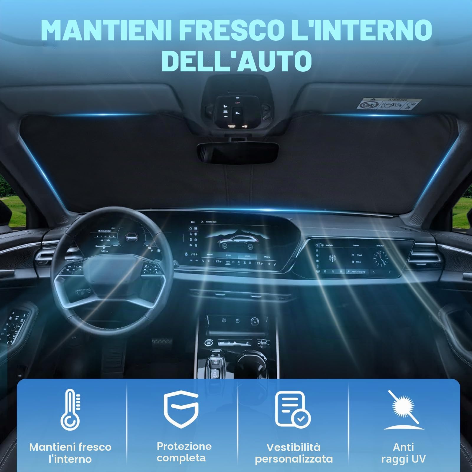 Copertura del Parabrezza Dell'auto Sostituzione per VW Caddy 2004-2026, Parasole per Parabrezza per Auto all'interno Pieghevole, Protezione Antipolvere Riflettente UV