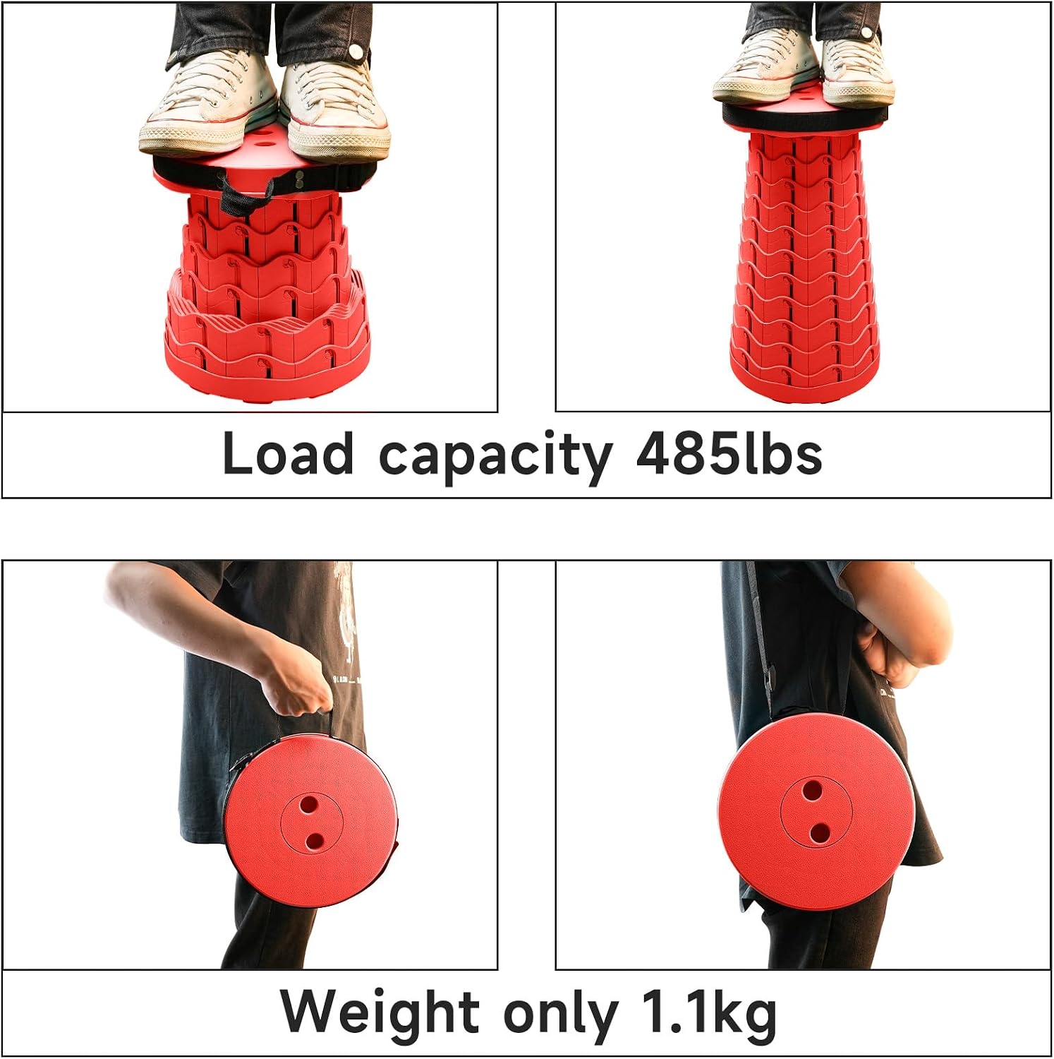 Portable & Lightweight Foldable Camping Chair for Adults, Heavy Duty Folding Stool with Adjustable Shoulder Strap, Perfect for Picnic, Beach, Backyard, and Sporting Events, Max Weight 400lbs image 4