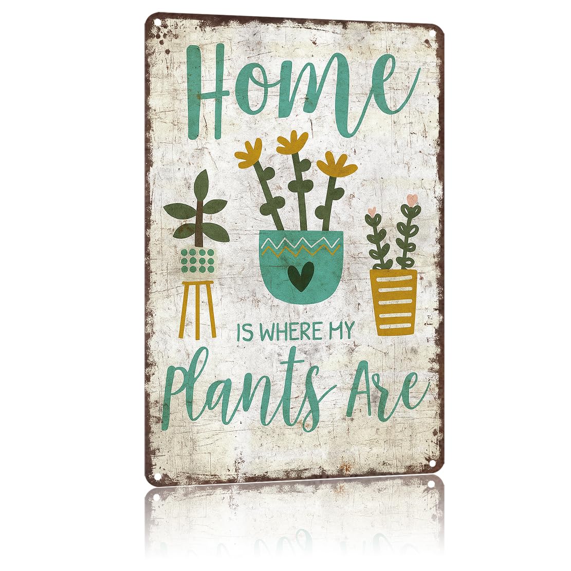 KWQDOZF Funny Metal Signs Poster 8x12inch Home Is Where My Plants Are Aluminum Sign Wall Art For Home Room Bedroom Office Decor