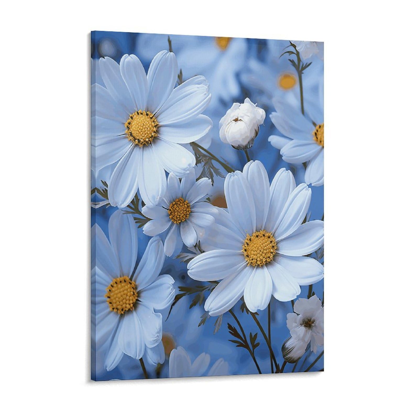 NTVOWPZO Daisy Blue Canvas Wall Art for Bedroom 12x16inch Canvas Prints Artwork for Walls Modern Picture Artwork Painting for Living Room Aesthetic Wall Paintings for Bathroom Kitchen Office Decor
