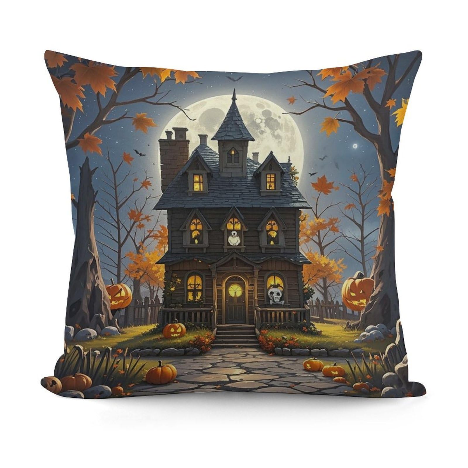 LZQPOEAS Moon Castle Throw Pillow Cover 18x18 in Breathable Square Pillow Case Cozy Soft Pillowcase Protector Fashion Modern Couch Cushion Case for Living Room Bed Sofa Decor