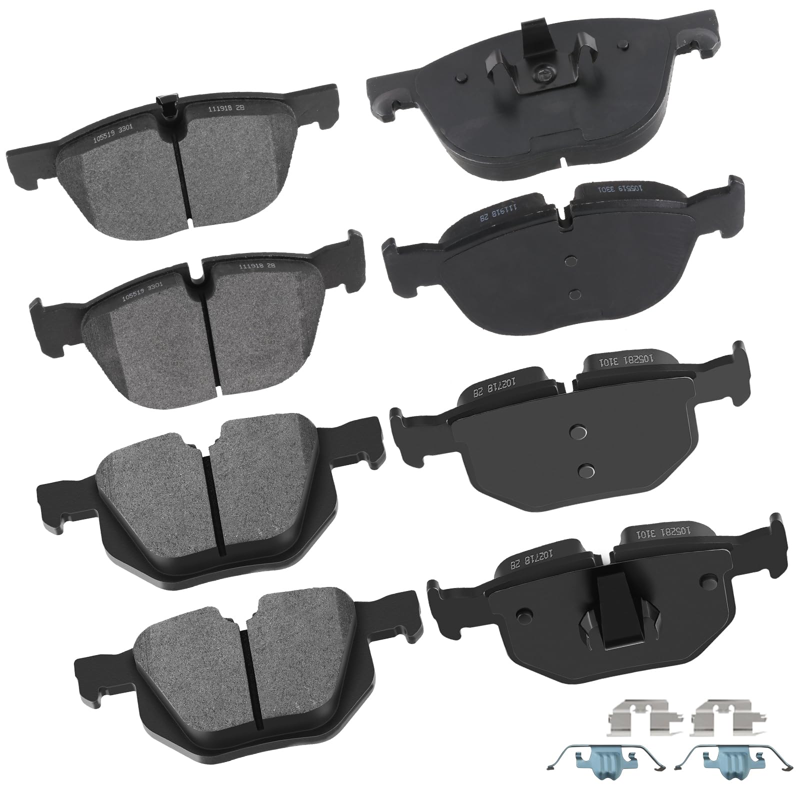cciyu D1042 D1294 Brake Pads w/Hardware Front Rear Disc Brake Pad Set