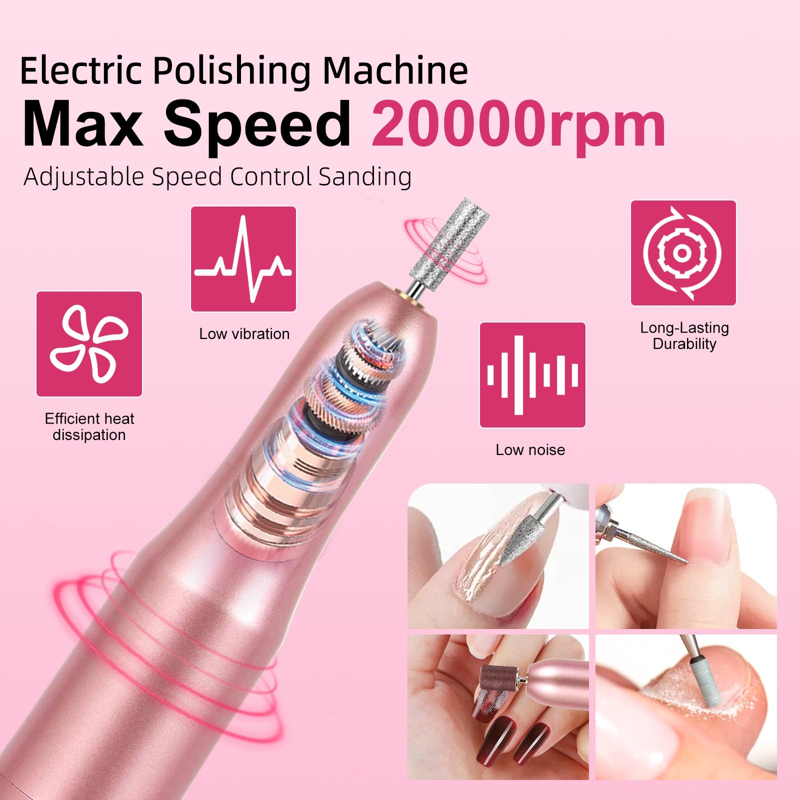 Major Dijit Acryl Nägel Starterset mit UV Lampe Acryl Nagel Set für Anfänger – Acrylpulver, Nagelfeile Nägel Selber Machen Set für luxuriöse Maniküre daheim, Pink Kosmetiktasche, Salonqualität