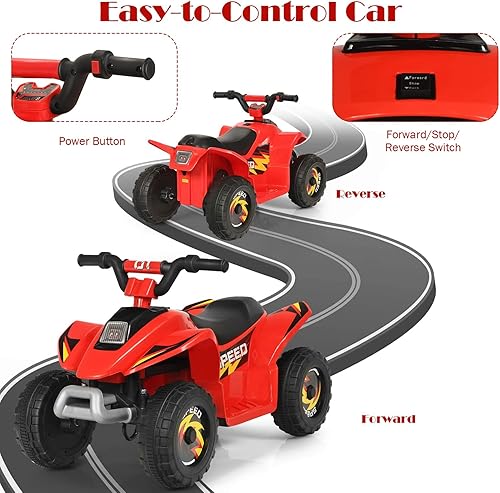 Miniatura 4 de OLAKIDS Vehículo de juguete cuádruple motorizado de 6 V para niños pequeños vehículo eléctrico de 4 ruedas con batería para niños y niñas con