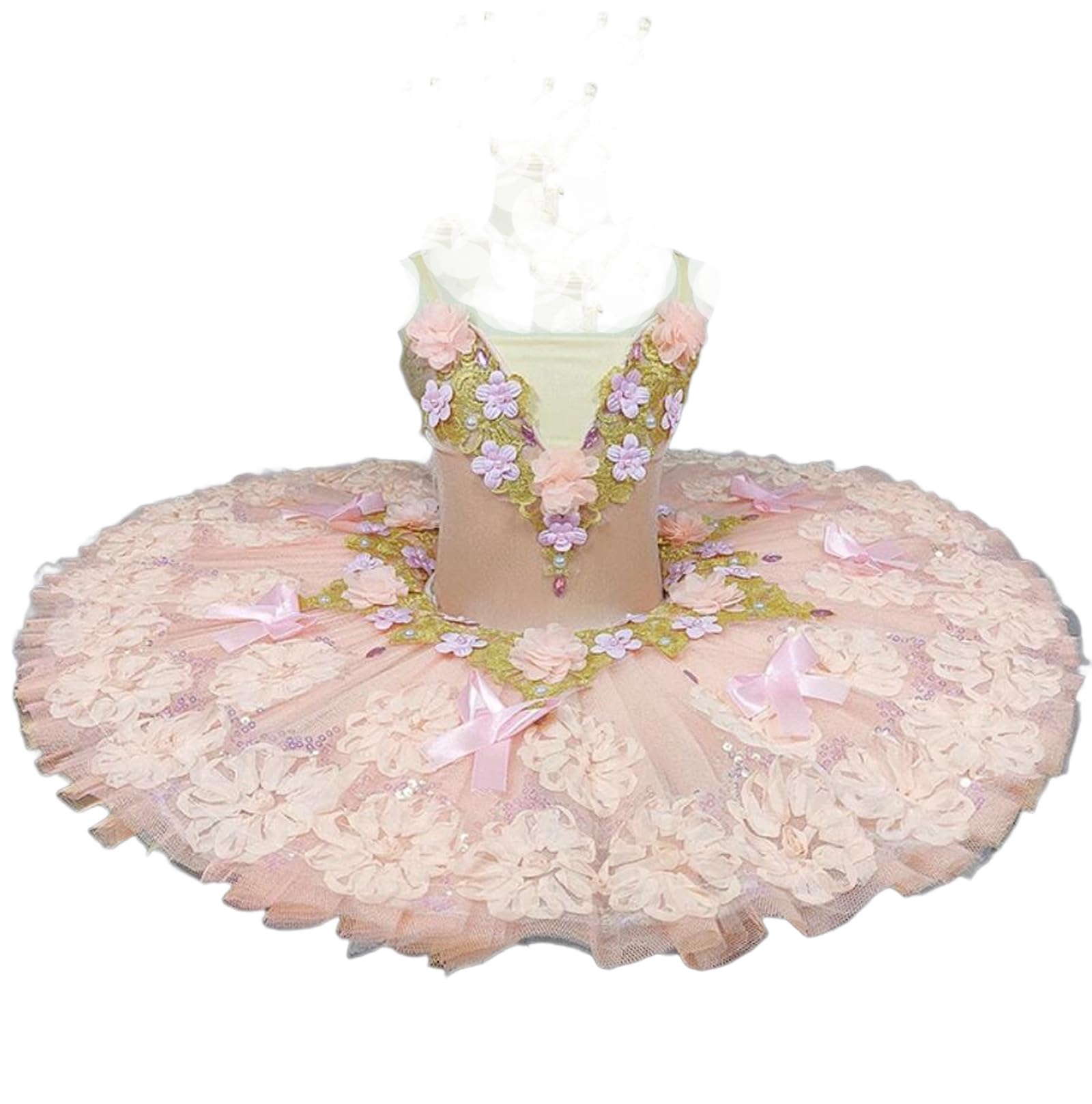 Mädchen Ballett-Tutu Tüllkleid Ärmellos Trikot Schwanensee Ballerina Bühnentanz Wettbewerb Kostüm Übungstanzkleidung (A3483)