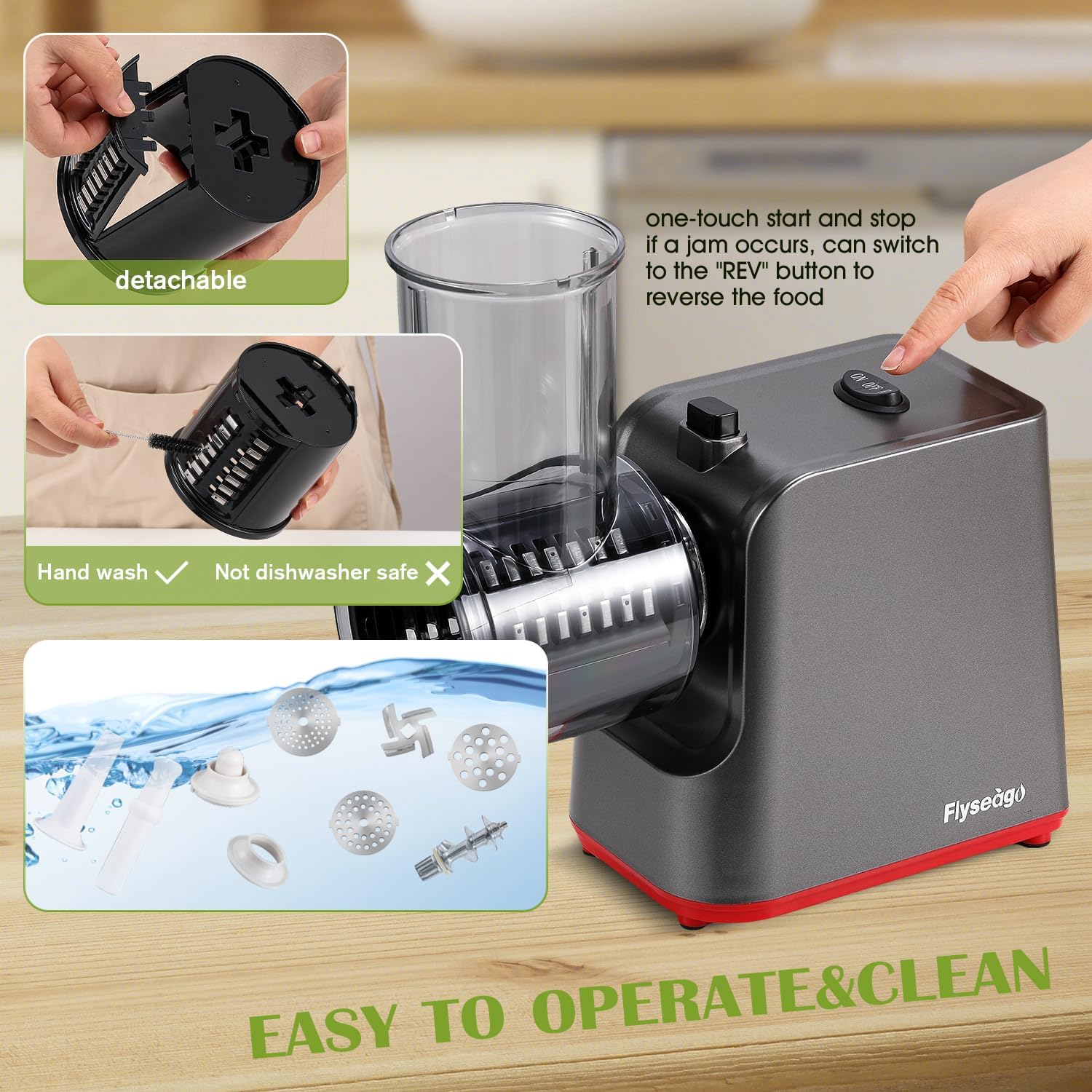 Cheese Grater Electric Multifunctional Vegetable Shredder Meat Grinder Automatic Rotary Cheese Grating Machine Salad Maker with Sausage Stuffer Kubbe Kit Tomato Strainer 5 Slicer Blades