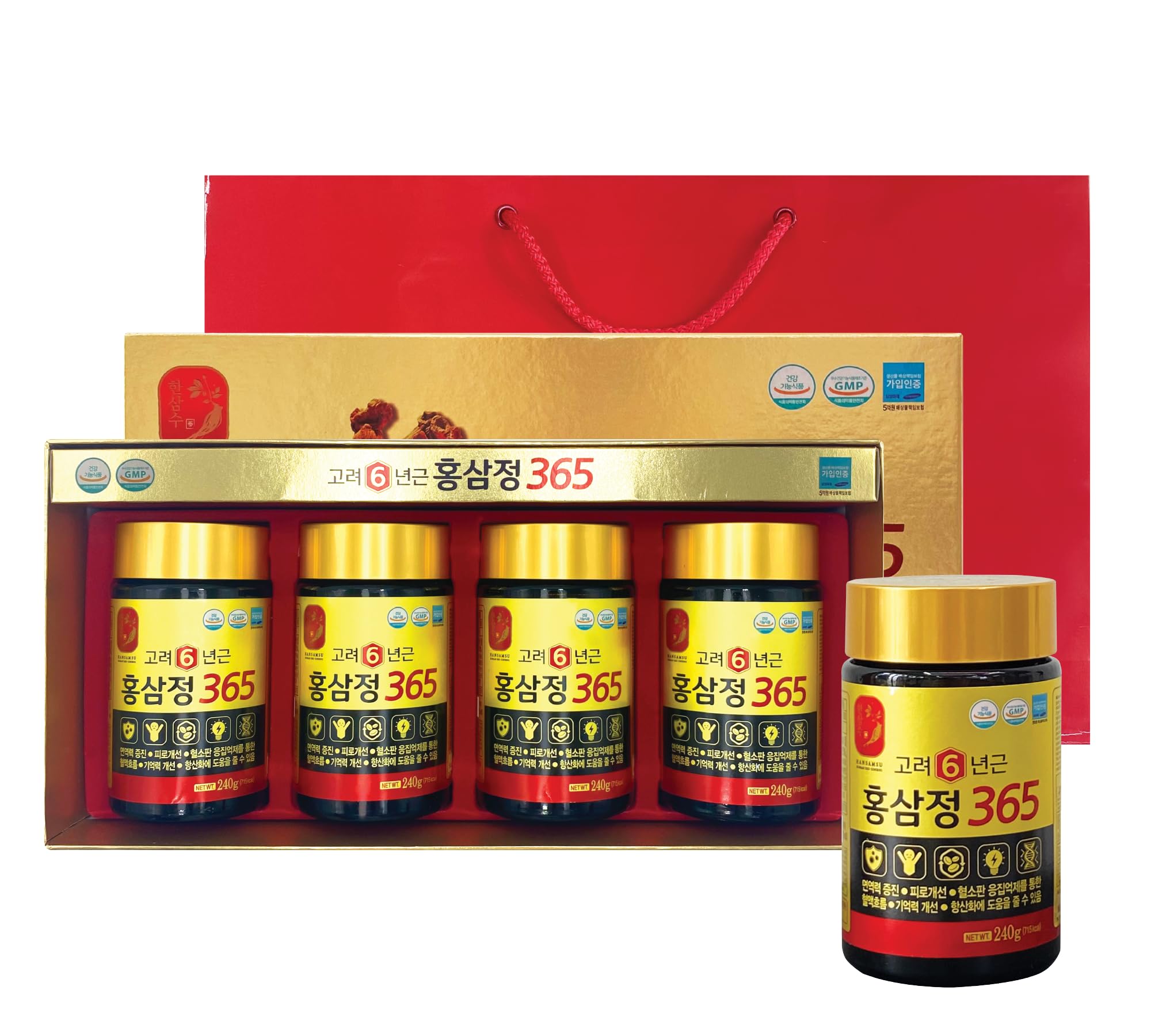 [960g / 34oz] HongSamJeong Korean 6 Years Red Ginseng Gold Extract 240g (8.5oz) X 4ea