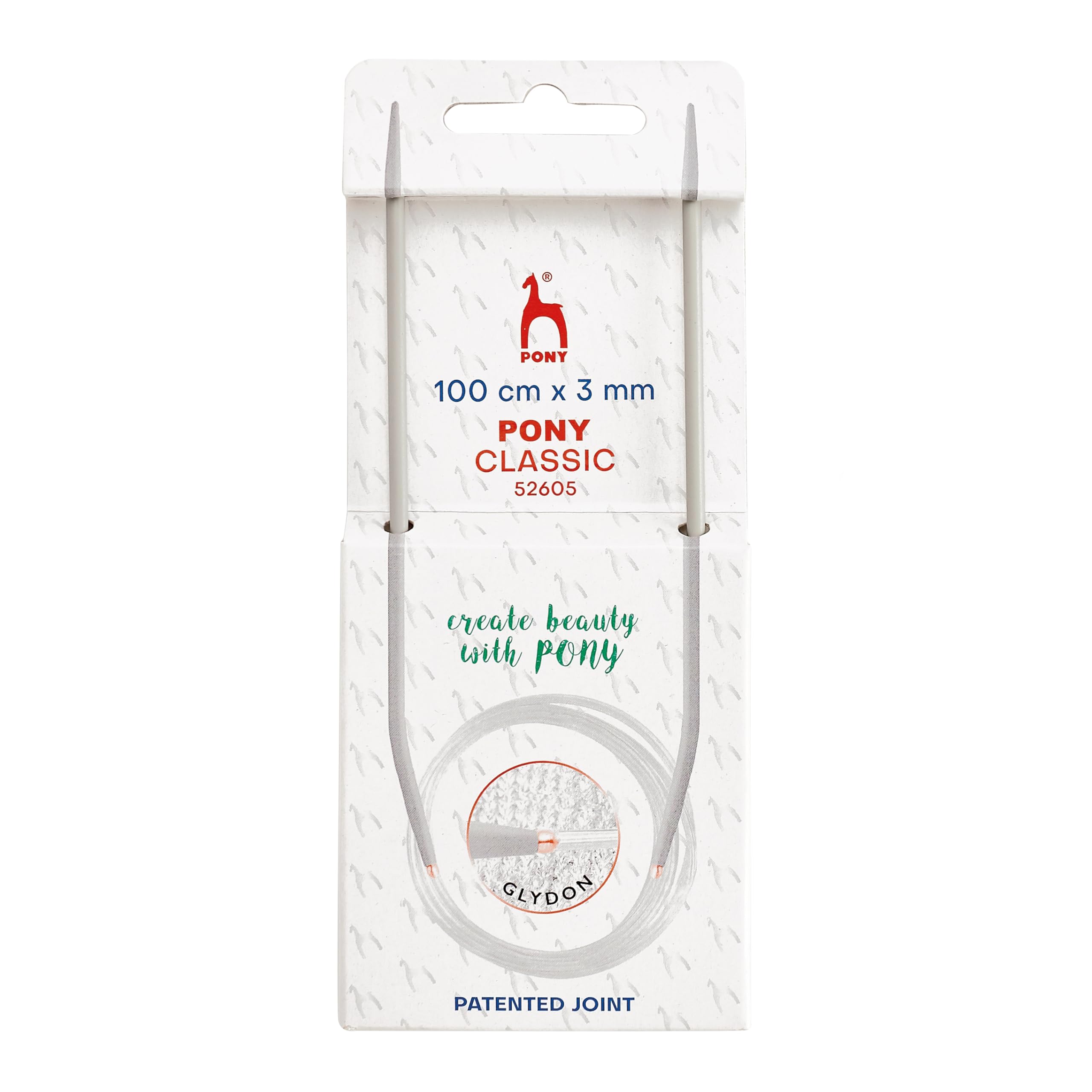 3mm Circular Knitting Needles Pony Classic Fixed Cables- 40cm, 60cm, 80cm, 100cm (100cm Cable)