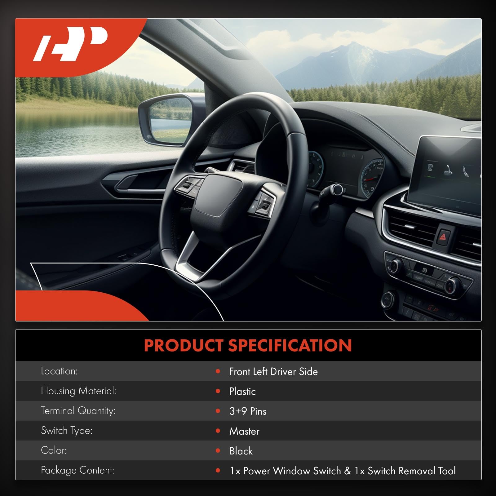 A-Premium Fensterheberschalter Master mit 2 automatischen, kompatibel mit Chrysler Town Country Dodge Grand Caravan 2008-2011 Journey 2009-2010 Nitro 2007-2012 Jeep Liberty 2008-2012