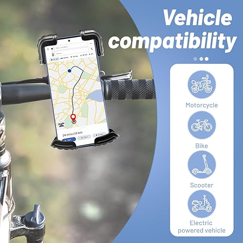 Miniatura 6 de Soporte ajustable para teléfono celular para bicicleta, motocicleta, soporte ajustable para teléfono celular, giratorio de 360 para manillar